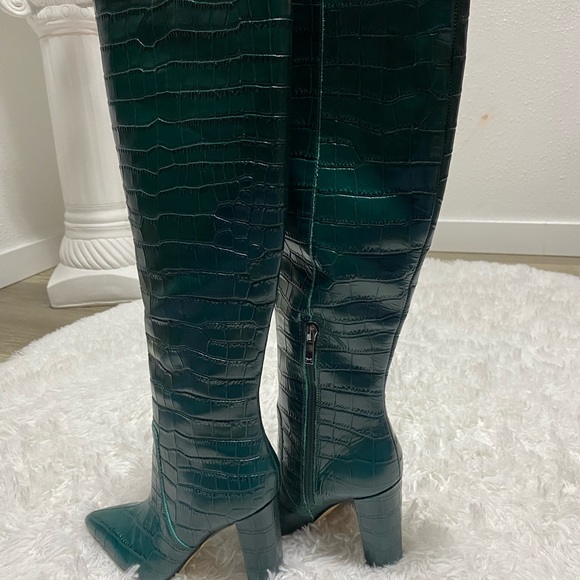 MARC FISHER Giancarlo Knee High Boot In Dark Green 300 Size 5 NIB - Picture 4 of 16